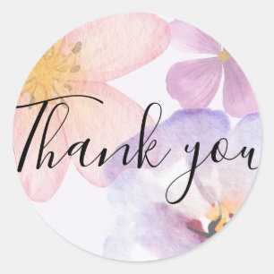 Danke Pastell-Aquarell-Blume Runder Aufkleber