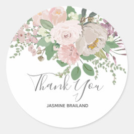 Danke Pastell floral Brauch Runder Aufkleber