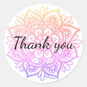 Danke Pastell Lila Rosa Mandala-Blume Runder Aufkleber