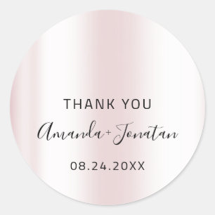 Danke Pastor Blush Name Datum Schwarz-weiß rosa Runder Aufkleber