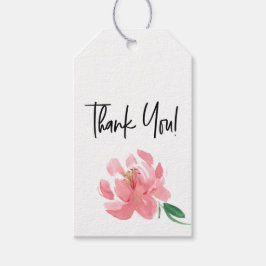 Danke, Peony Watercolor Pink Blume Geschenkanhänger