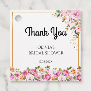 Danke Petals und Prosecco Floral BridalShower Geschenkanhänger
