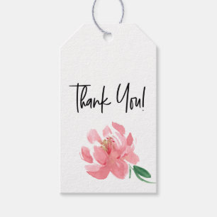 Danke Pfingstrose Wasserfarbe Rosa Blume Geschenkanhänger