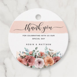 Danke, Pfirsich, Blush, Minzflora, Hochzeit Geschenkanhänger