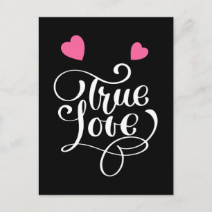 Danke Pink & Black True Love Hearts Hochzeit Postkarte