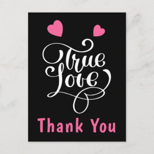 Danke Pink & Black True Love Hearts Hochzeit Postkarte