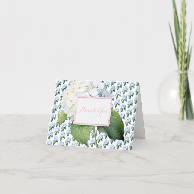 Danke Pink Blue Hydrangea Faltkarte (Vorderseite)