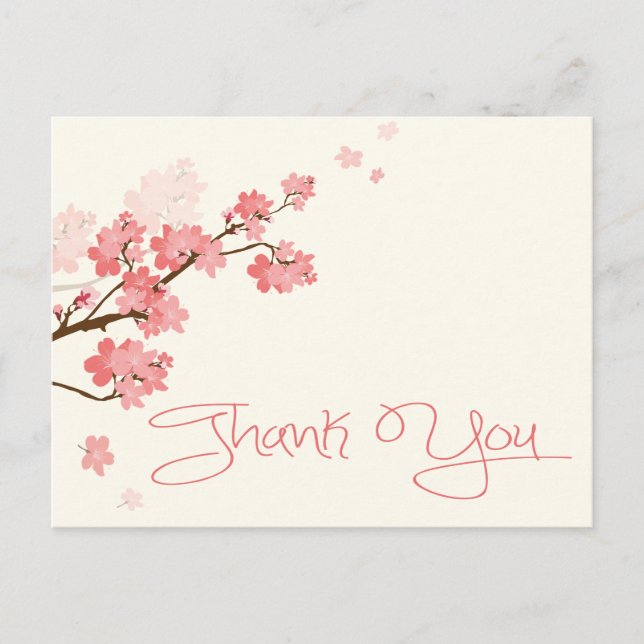 Danke Pink Cherry Blossom Blume Postkarte (Vorderseite)