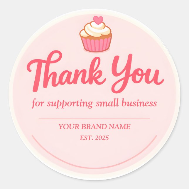 Danke Pink Cupcake Bäckerei Runder Aufkleber (Vorderseite)