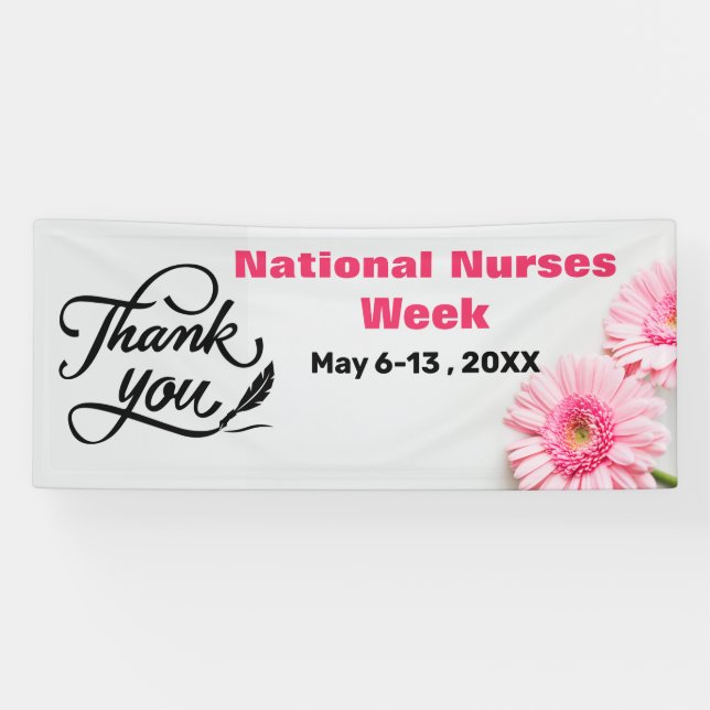 Danke Pink Daisy National Nurses Week Banner (Horizontal)