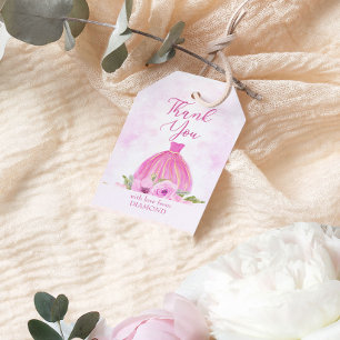 Danke, Pink Floral Princess Dress Geschenkanhänger