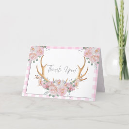 Danke | Pink Gingham BOHO Floral Antlers