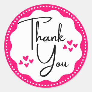 Danke, Pink Hearts Runder Aufkleber