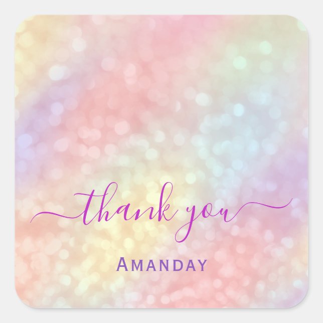 Danke Pink Holographic Makeup Artist Lashes Quadratischer Aufkleber (Vorderseite)