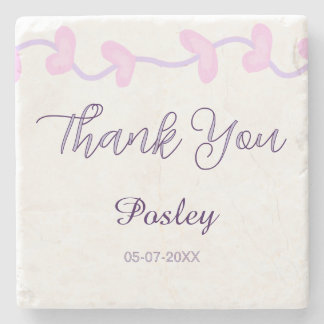 danke pink lila pastell hochzeit name datum lea steinuntersetzer