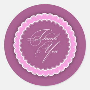Danke Pink Lila Polka Runder Aufkleber