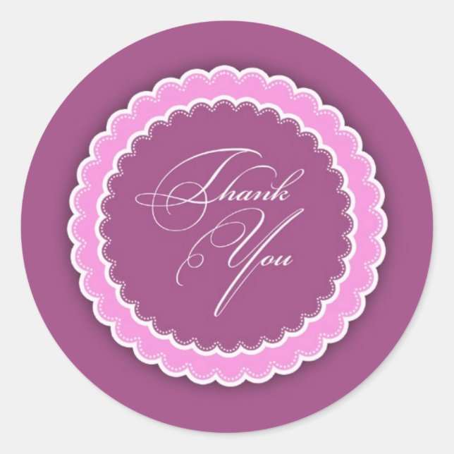 Danke Pink Lila Polka Runder Aufkleber (Vorderseite)