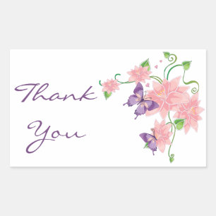 Danke Pink Lilies Floral Butterfly Stickers