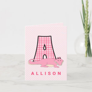 Danke, Pink Monogram A für Kinder Dankeskarte