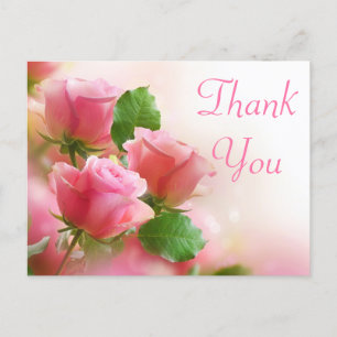 Danke, Pink Rose Blume Blank Floral Post Card Postkarte