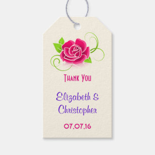 Danke Pink Rose Illustration Geschenkanhänger