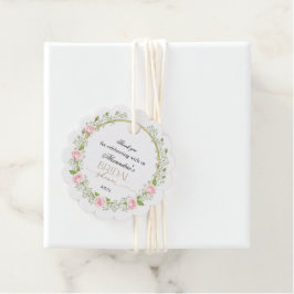 Danke Pink Roses & Baby's Breathe Geschenkanhänger