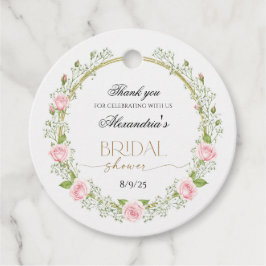 Danke Pink Roses & Baby's Breathe Geschenkanhänger