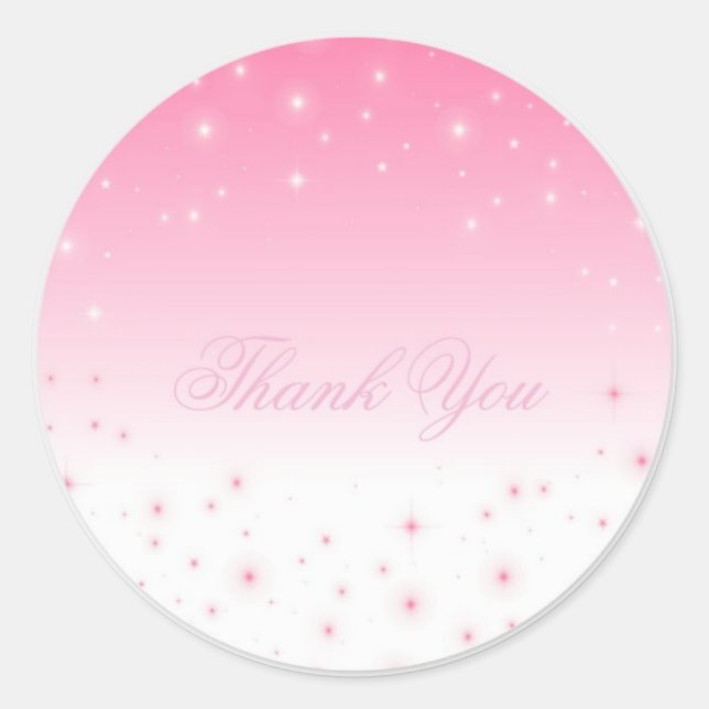 Danke Pink Stars Runder Aufkleber (Vorderseite)