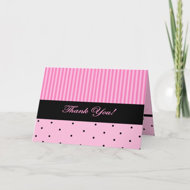 Danke, Pink Stripe Dankeskarte (Vorderseite)