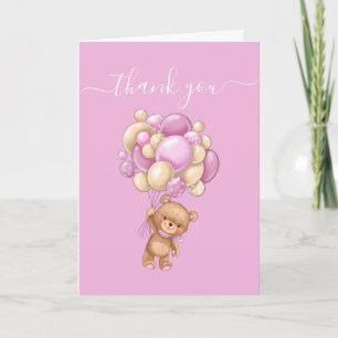 Danke Pink Teddy Wonderful Balloons Karte