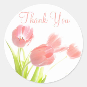 Danke Pink Tulips Blumenmuster Sticker