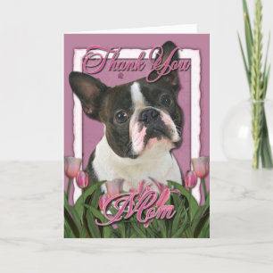Danke - Pink Tulips - Boston Terrier