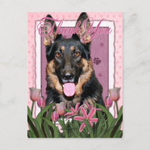 Danke - Pink Tulips - German Shepherd - Kuno Postkarte