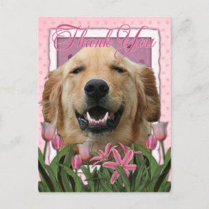 Danke - Pink Tulips - Golden Retriever - Mickey Postkarte