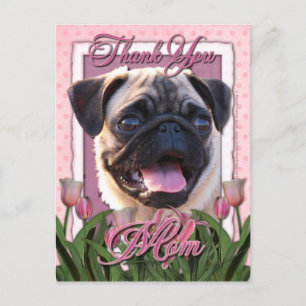 Danke - Pink Tulips - Mops Postkarte