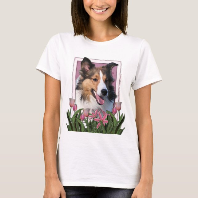 Danke - Pink Tulips - Sheltie T-Shirt (Vorderseite)