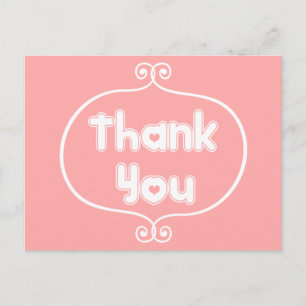 Danke Pink und White Wirbel Rahmen Postkarte