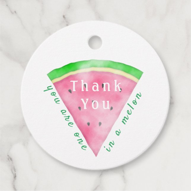 Danke Pink Watermelon One in A Melon Geschenkanhänger (Vorderseite)