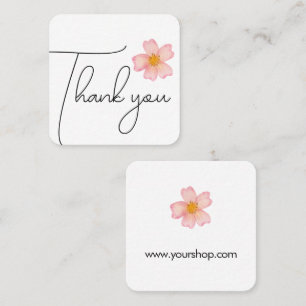Danke pinke Aquarellblume Quadratische Visitenkarte