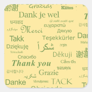 "Danke!" Polyglot Typografie Art, Motivierend Quadratischer Aufkleber