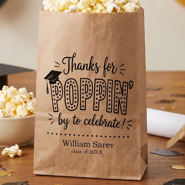 Danke Poppin White Modern Popcorn Design Geschenktütchen (Von Creator hochgeladen)