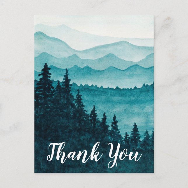 Danke Postcard, Aquarelllandschaft Postkarte (Vorderseite)