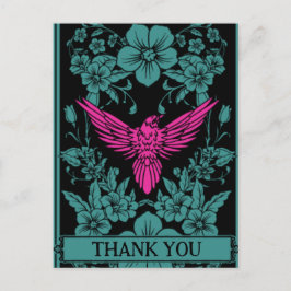 Danke, Postkarte. Exotischer rosa Vogel, duskyblau Postkarte