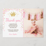 Danke, Princess Birthday Gold Pink Dankeskarte<br><div class="desc">Ich finde es toll,  dass Sie sich bei uns wie zu Hause fühlen! Kleines Prinzessthema mit Rosa und Gold,  Konfetti und Krone.</div>