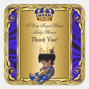 Danke Prinz Royal Blau Baby Shower Regal Gold Quadratischer Aufkleber