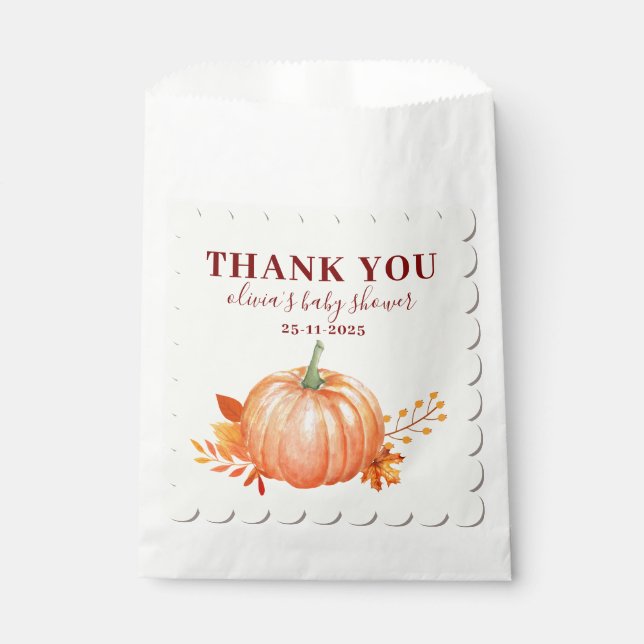 Danke Pumpkin Fall Rustic Charm Baby Dusche Geschenktütchen (Vorderseite)