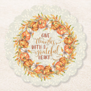 Danke Pumpkin Wreath Untersetzer