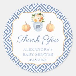 Danke Pumpkins Chinoiserie Brautparty Runder Aufkleber