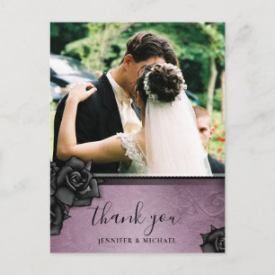 Danke Purple Gothic Halloween Hochzeit Postkarte