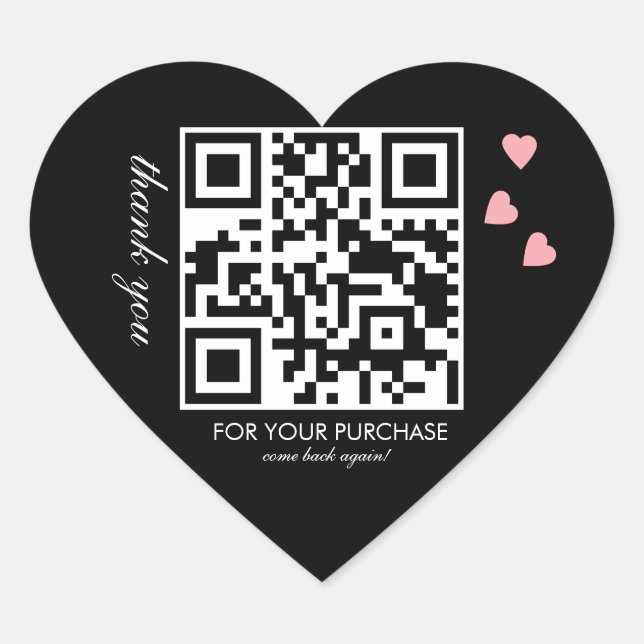 Danke QR-Code-Script Rosa schwebend Herz-Aufkleber (Vorderseite)